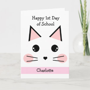Personalised Cat Happy 1st Day of School Card
