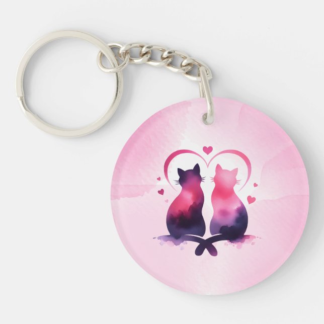 Personalised Cat Heart Keychain  (Front)