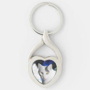 Personalised Cat Heart Shaped Key Chain