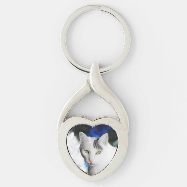 Personalised Cat Heart Shaped Key Chain (Front)