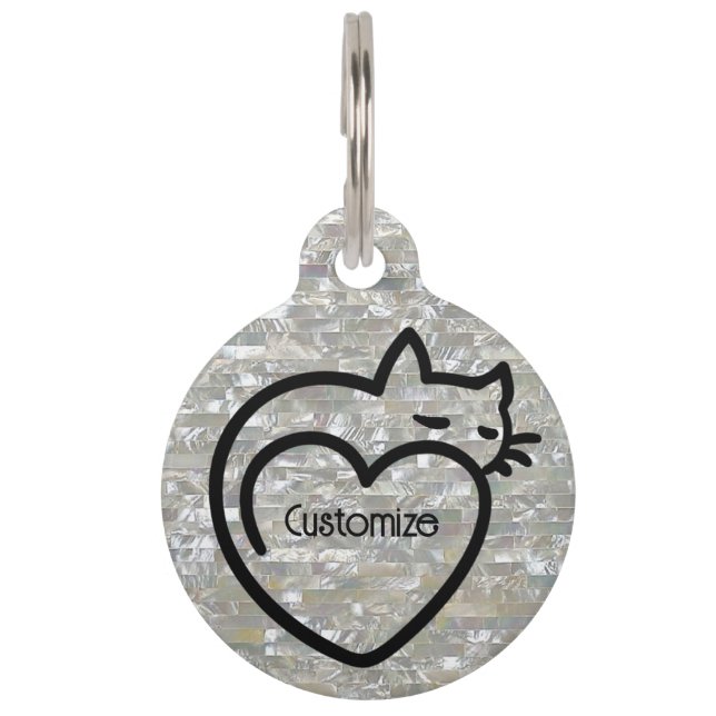 Personalised Cat Love Black Logo Pet Tag (Front)