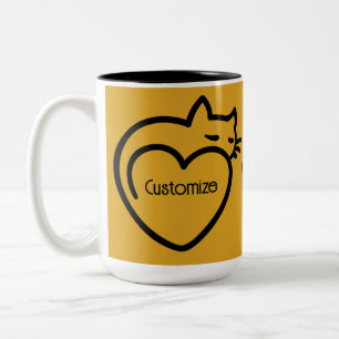 Personalised Cat Love Black Logo Two-Tone Coffee Mug