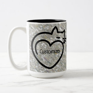 Personalised Cat Love Black Logo Two-Tone Coffee Mug