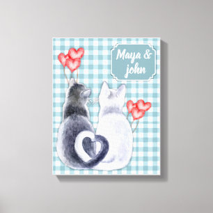 Personalised Cat Love Stretched Canvas Print