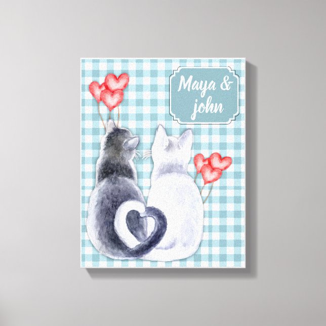 Personalised Cat Love Stretched Canvas Print (Front)