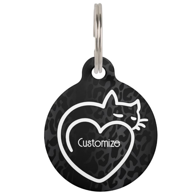 Personalised Cat Love White Logo Pet Tag (Front)