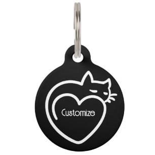 Personalised Cat Love White Logo  Pet Tag