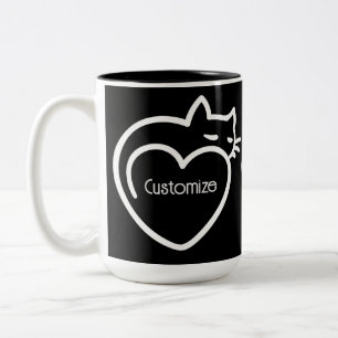 Personalised Cat Love White Logo Two-Tone Coffee Mug