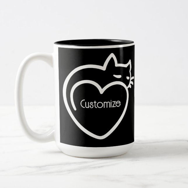 Personalised Cat Love White Logo Two-Tone Coffee Mug (Left)