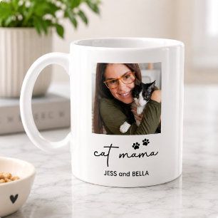 Personalised Cat Mama Photo & Pet Name Keepsake Coffee Mug