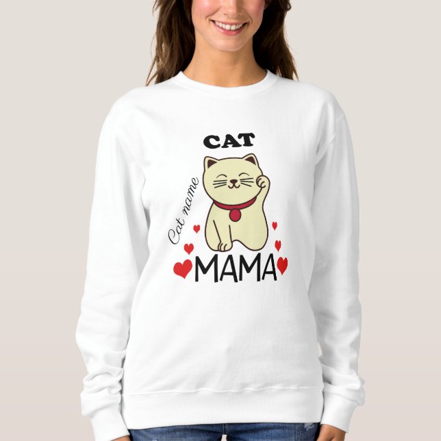 Personalised Cat Mama With Cat Name Women's Sweatshirt (Front)