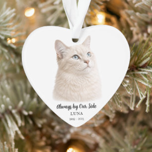 Personalised Cat Memorial Photo Heart Christmas Ornament