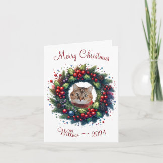 Personalised Cat Merry Christmas Greeting Card