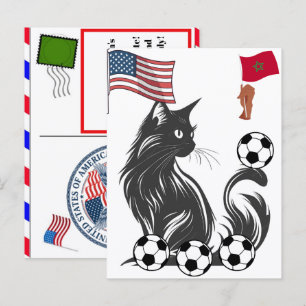 Personalised Cat Morocco Football Fourth Of July Holiday Postcard