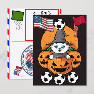 Personalised Cat Morocco Football Fourth Of July Holiday Postcard