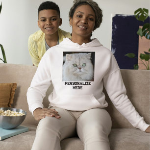 Personalised Cat Mum Ash And Black Quote Pet Photo Hoodie