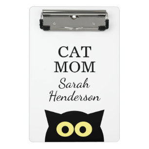 Personalised cat mum clipboad with cute kitty art mini clipboard