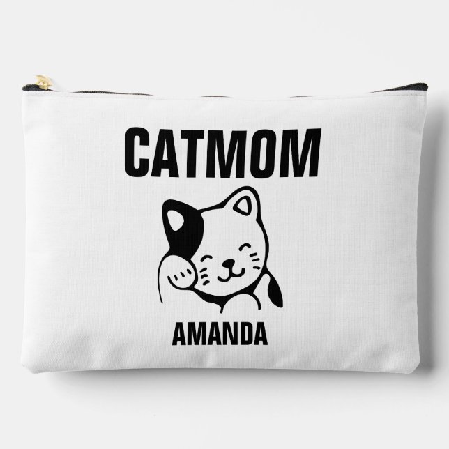 Personalised Cat Mum Custom Name Accessory Pouch (Front)