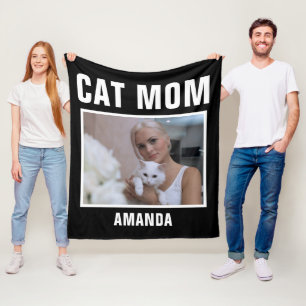 Personalised Cat Mum Custom Photo  Fleece Blanket