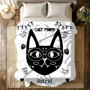 Personalised Cat Mum Cute and Cosy Cat Lovers Fleece Blanket