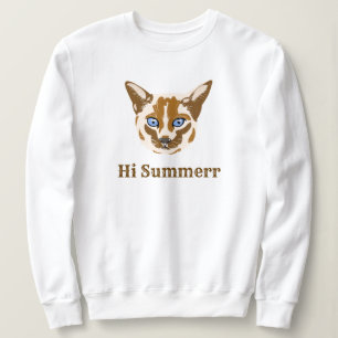 Personalised Cat Mum Family Pet Photo Brown White Sweatshirt
