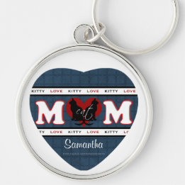 Personalised Cat Mum Kitty Love Heart Key Ring