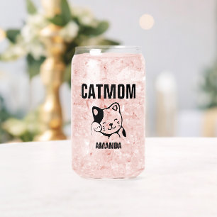 Personalised Cat Mum Name Can Glass