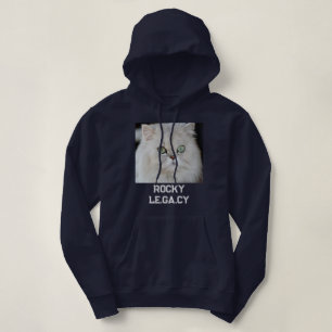 Personalised Cat Mum Navy Blue And White Pet Photo Hoodie