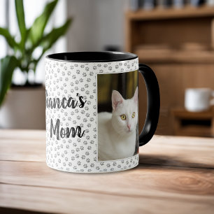 Personalised Cat Mum Paw Print Photo Mug
