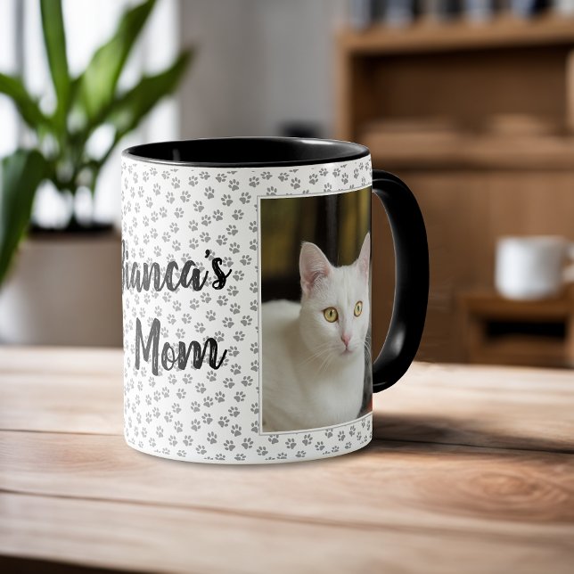 Personalised Cat Mum Paw Print Photo Mug (Paws and Love: Personalized Cat Mom Paw Print Photo Mug 🐱☕)