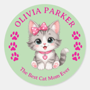 Personalised Cat Mum Sticker with Custom Name