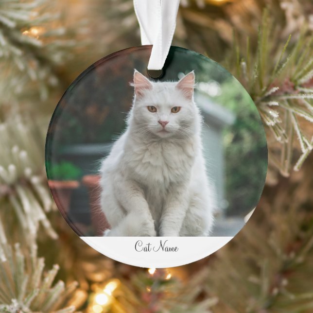 Personalised Cat Name Photo Ornament (Tree)