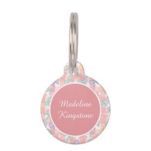Personalised Cat Name Tag Pastel Bows Cute