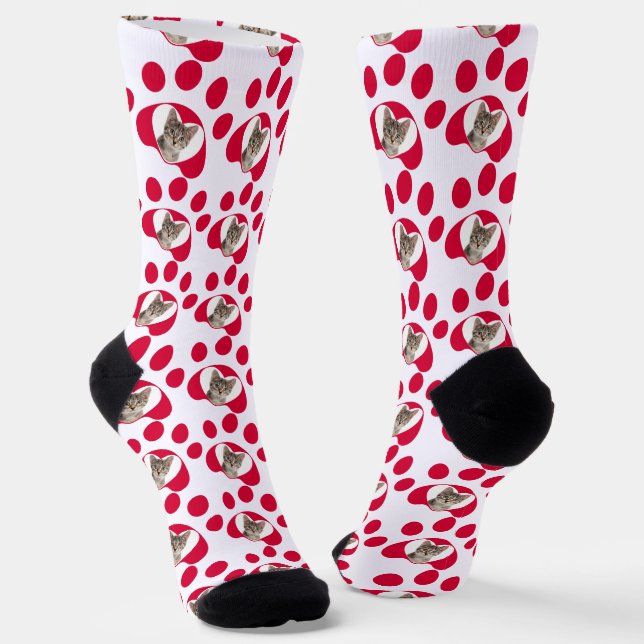 Personalised Cat or Dog Paw Photo Pattern Socks (Angled)