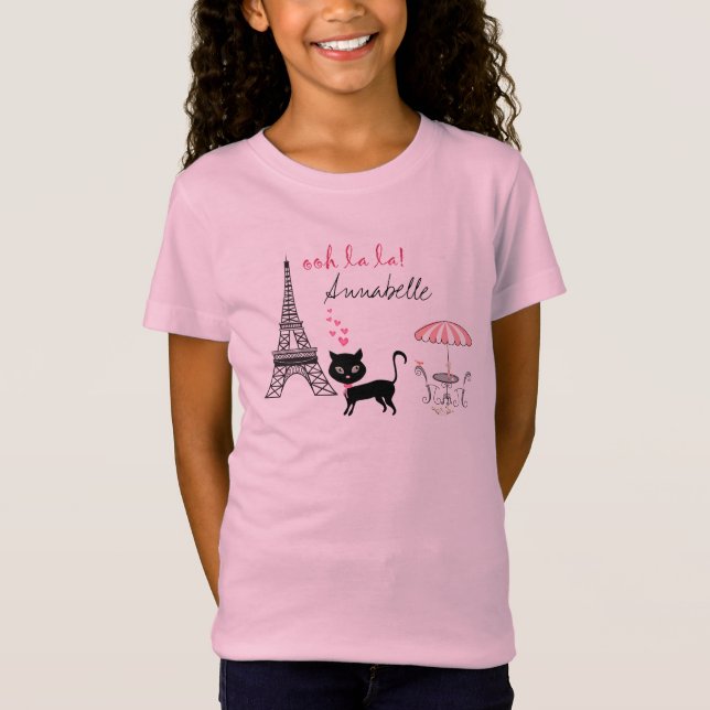 Personalised Cat Paris T-Shirt (Front)