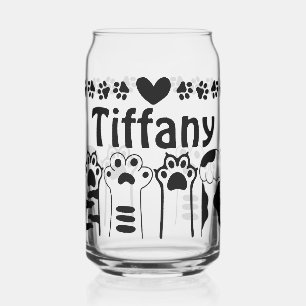 Personalised Cat Paw Can Glass