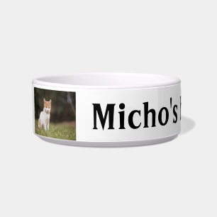 Personalised cat photo and name food or water bowl
