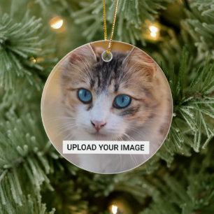 Personalised Cat Photo Classic Ceramic Tree Decoration