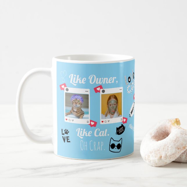 Personalised Cat Photo Coffee Mug | Custom Pet Mug (With Donut)
