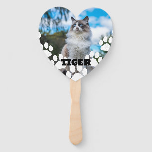 Personalised Cat Photo Hand Fan with Name