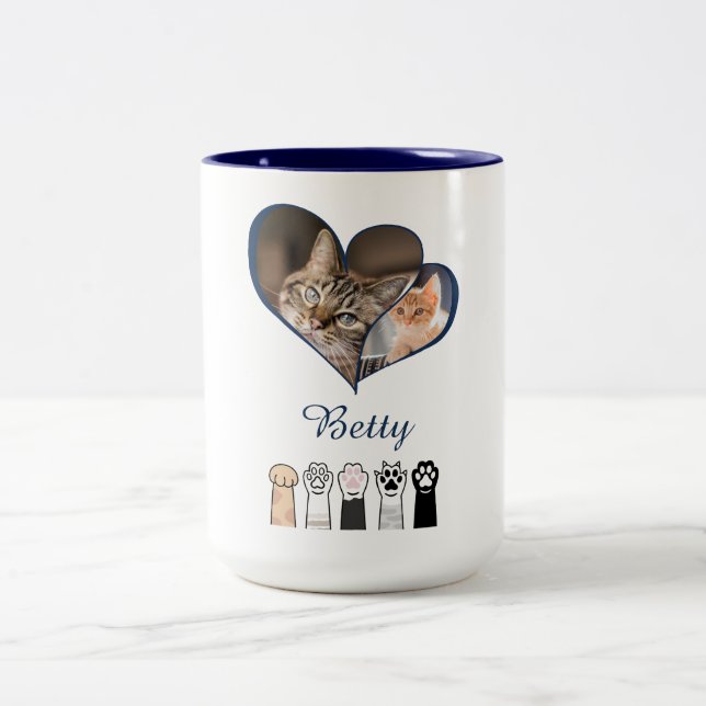 Personalised Cat Photo Mug with Custom Name (Center)
