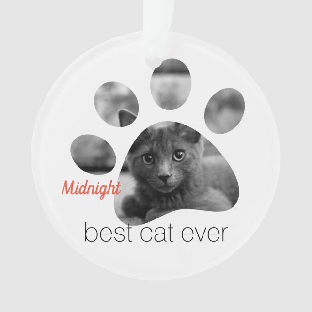 Personalised Cat Photo Pawprint Ornament (Front)