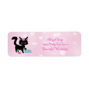 Personalised Cat Pink and White Girly Address