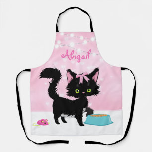 Personalised Cat Pink and White Girly Kitten Apron