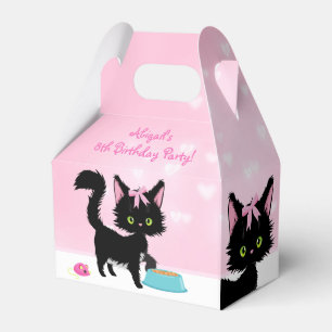 Personalised Cat Pink and White Kitten Birthday Favour Box