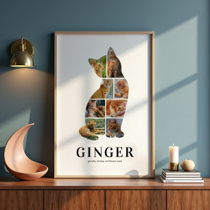 Personalised Cat Silhouette Photo Collage Poster