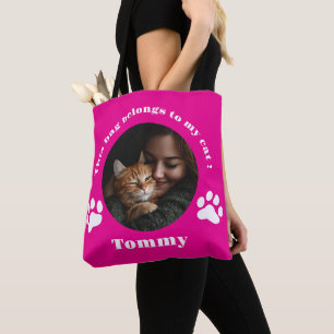 Personalised Cat Tote Bag – Custom Photo & Name