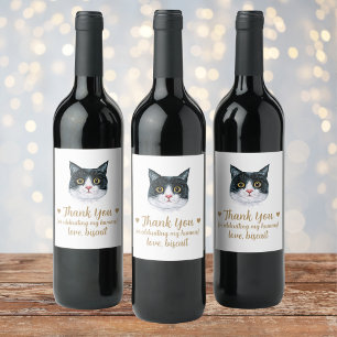 Personalised Cat Wedding Wine Label