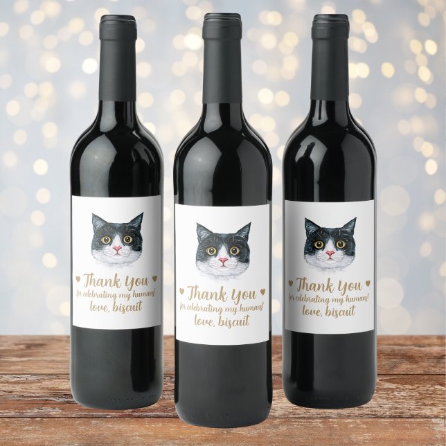 Personalised Cat Wedding Wine Label (Creator Uploaded)