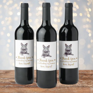 Personalised Cat Wedding Wine Label